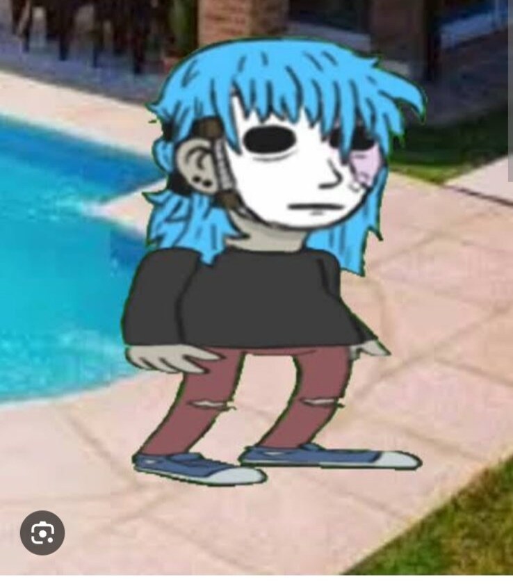 Crouching Sal by the pool